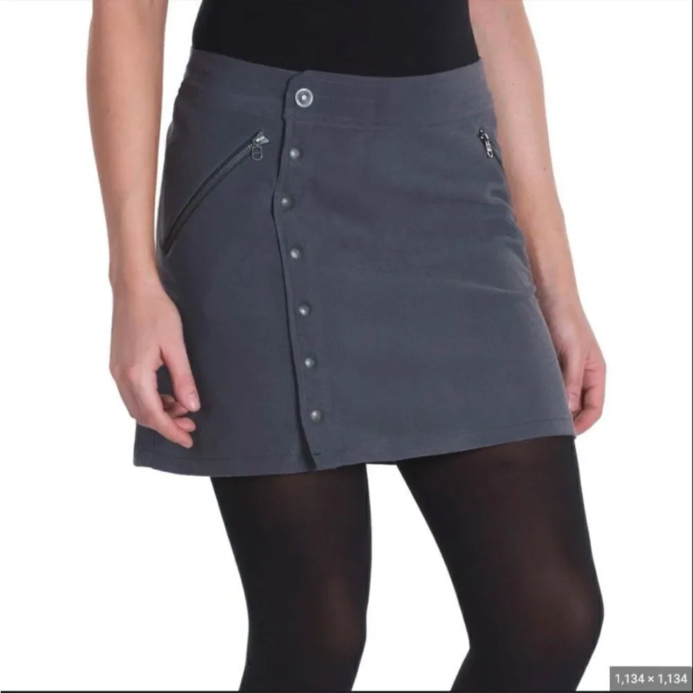 EXCELLENT CONDITION WOMEN’S SIZE 4 KUHL GRAY CORDUROY SIDE CLOSURE SKIRT